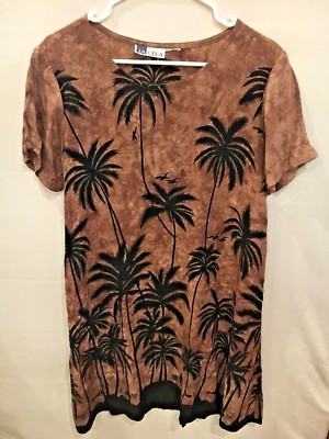 Black Palm Tree Shift Dress Sz S-M | eBay