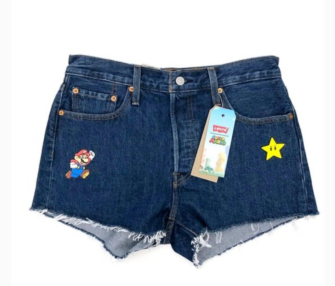 【I AM MARI】Levi Denim Shorts LEVI'S X SUPER MARIO 501 HIGH-WAISTED SHORTS | eBay