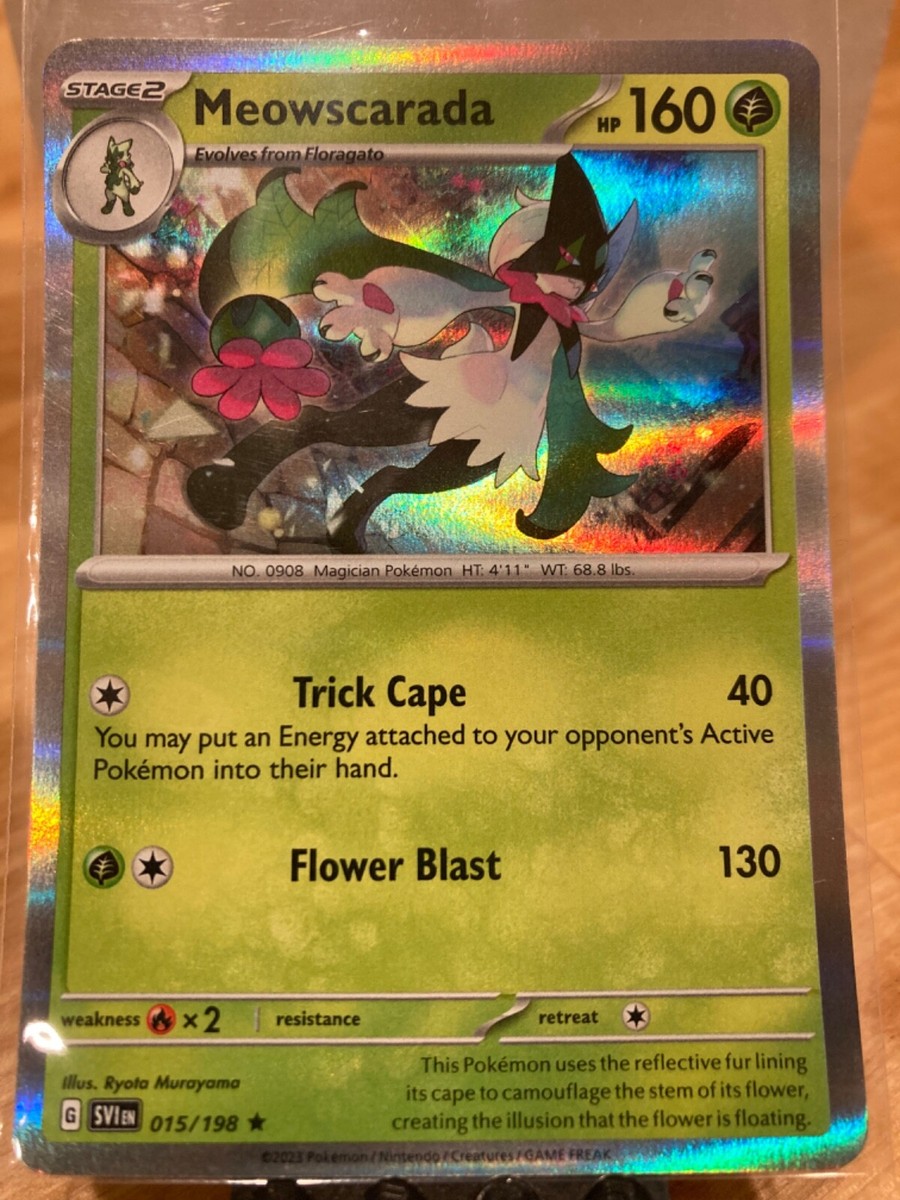 MEOWSCARADA POKÉMON SCARLET & VIOLET TCG 15/198 Holo Rare HP 160