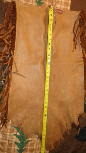 Falda nativa americana de gamuza de cuero Buckskin vintage hecha a mano cuentas con flecos - Imagen 10 de 14