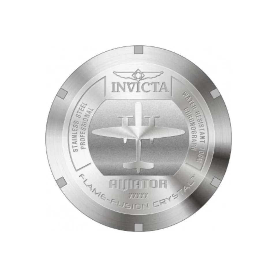 Invicta 18925 Aviatore Quarzo Data Cronografo Marroncino Consumato Pelle da Uomo - Immagine 3 di 4