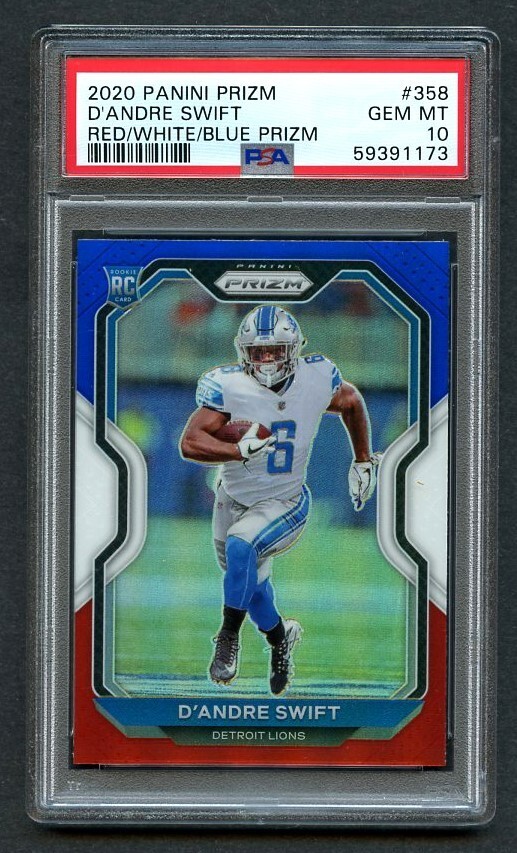 2020 Panini Prizm Red White Blue D'ANDRE SWIFT RC #358 PSA 10 GEM MTRookie
