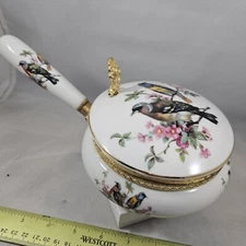 Vintage Lord And Taylor Silent Butler Floral Painted Birds Porcelain Japan