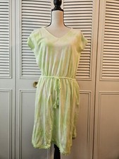 NWT Loft Women's Tie Dye Drawstring Waist T-shirt Dress Light Green Size M