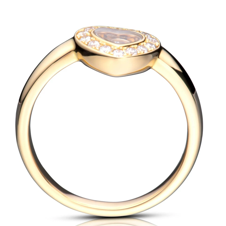 Chopard Feliz Diamantes 18k Oro Amarillo & Diamante Anillo Corazón 821084 Nuevo - Imagen 2 de 3