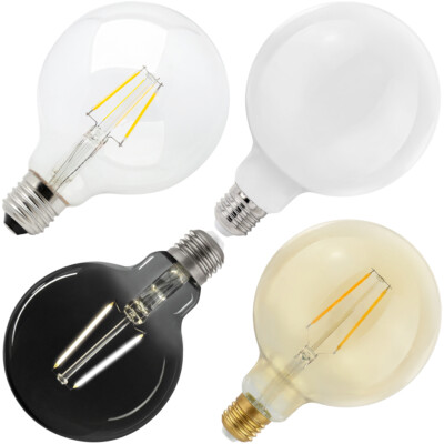 Globe Filament E27 retro LED G95 G125 warmweiß neutralweiß Klar Gold Rauch