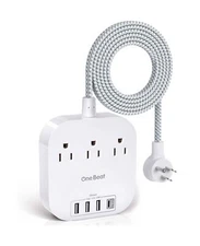 Power Strip with USB C, 3 Outlets 4 USB Ports (22.5W/4.5A) Desktop Charging S...