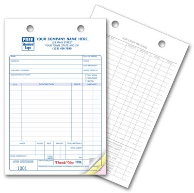 621 Work Order Register Forms Large Classic 5 1/2 x 8 1/2'' QTY 250