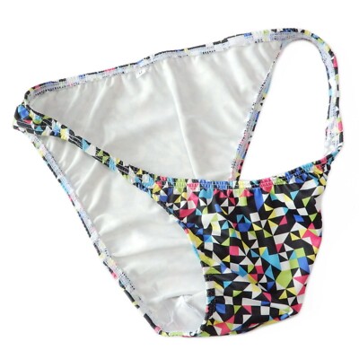 K377 P Multi Prints Mens String Bikini Narrow waist Contoured Pouch Swim Fabric