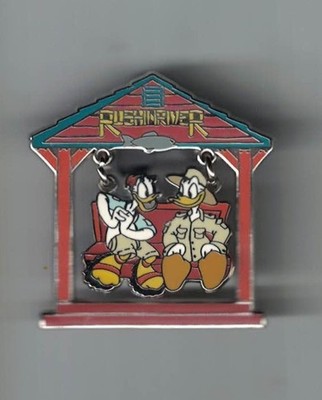Disney DLR Rushin' River Donald and Daisy Duck Swing Dangle Trading Pin