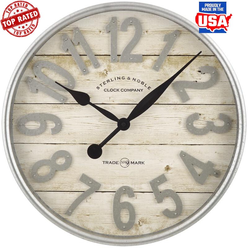 20 Inch Farmhouse Analog Wall Clock W/ Arabic Numerals Quartz Movement New