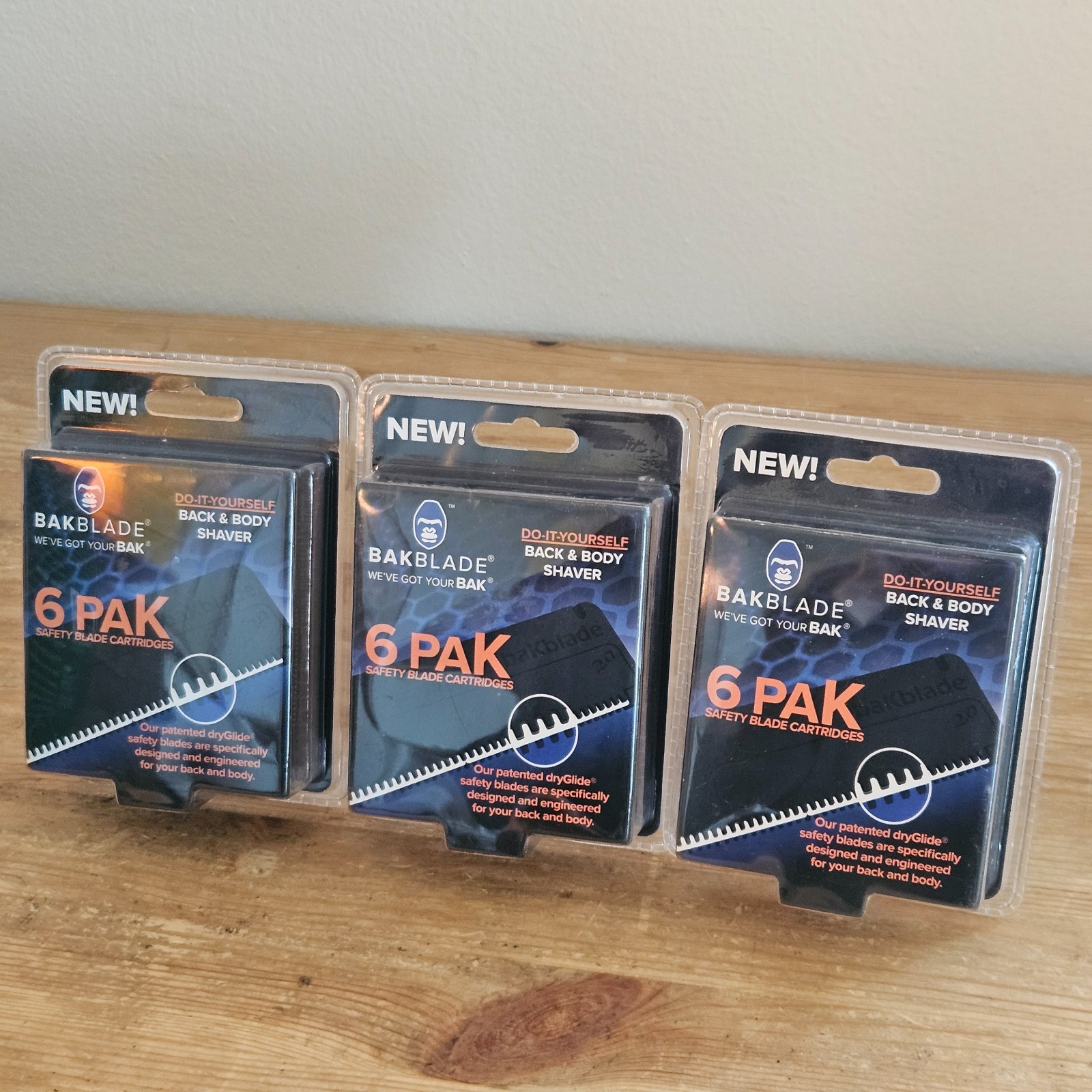 Set of 3 (18 Total) Bakblade Replacement Blades for Back and Body