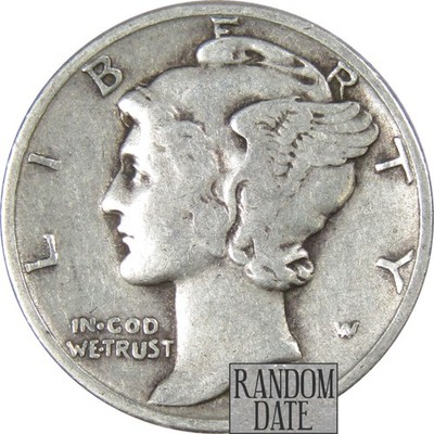 Mercury Dime Random Date F Fine 90% Silver 10c US Coin Collectible