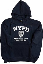 NYPD Mens Hoodie White Print Officially Licensed Sweatshirt Navy Blue Gray