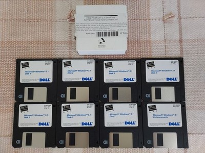 Vintage Dell OEM MS Windows 3.1 3.5'' Floppy Disk OS Set Part # 25902 Retro PC