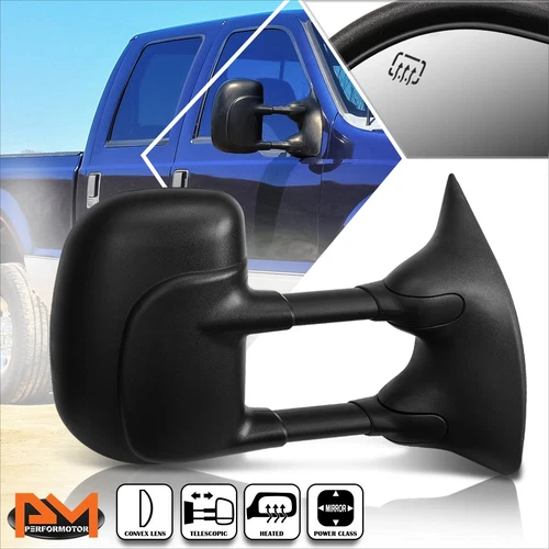 For 99-07 F250-F550 Super Duty Power+Heated Black Side View Towing Mirror Right
