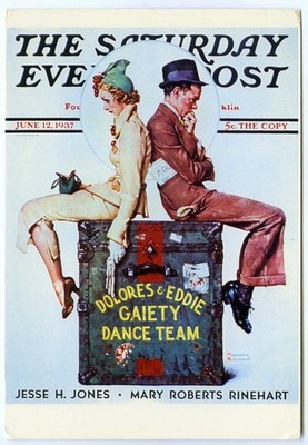 Kunst Postkarte - Norman Rockwell - Der letzte Vorhang - 1937 Zeitschriftencover