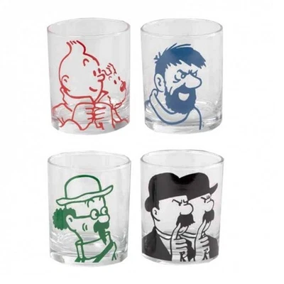 Set de 4 verres de collection Tintin, Haddock, Tournesol et Dupondt (47016) - Bild 1 von 3