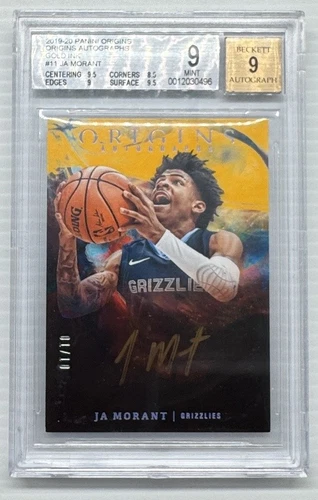 2019-20 Origins Ja Morant Gold Ink RC Rookie Auto #1/10 Grizzlies BGS 9/9 MINT