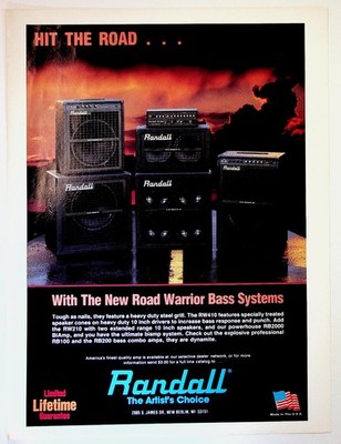 Vintage Randall Bass Amp Ad Road Warrior Systems Guitar Music Equipment USA