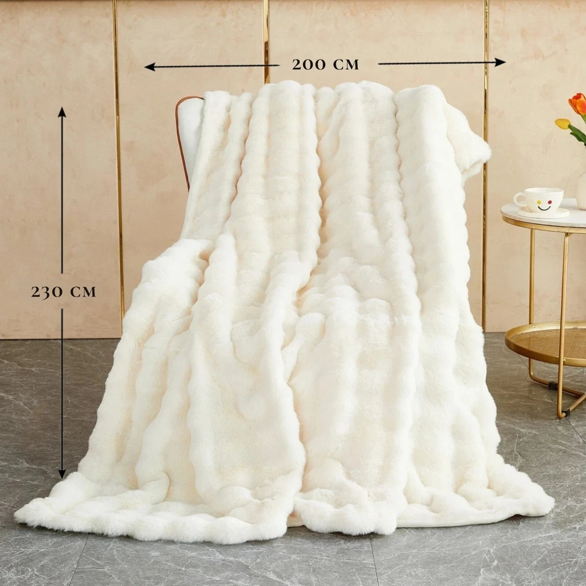 Toscana Lammfelldecke Hell Cremi Abgefüttert 200x160 Cm Schaffelldecke