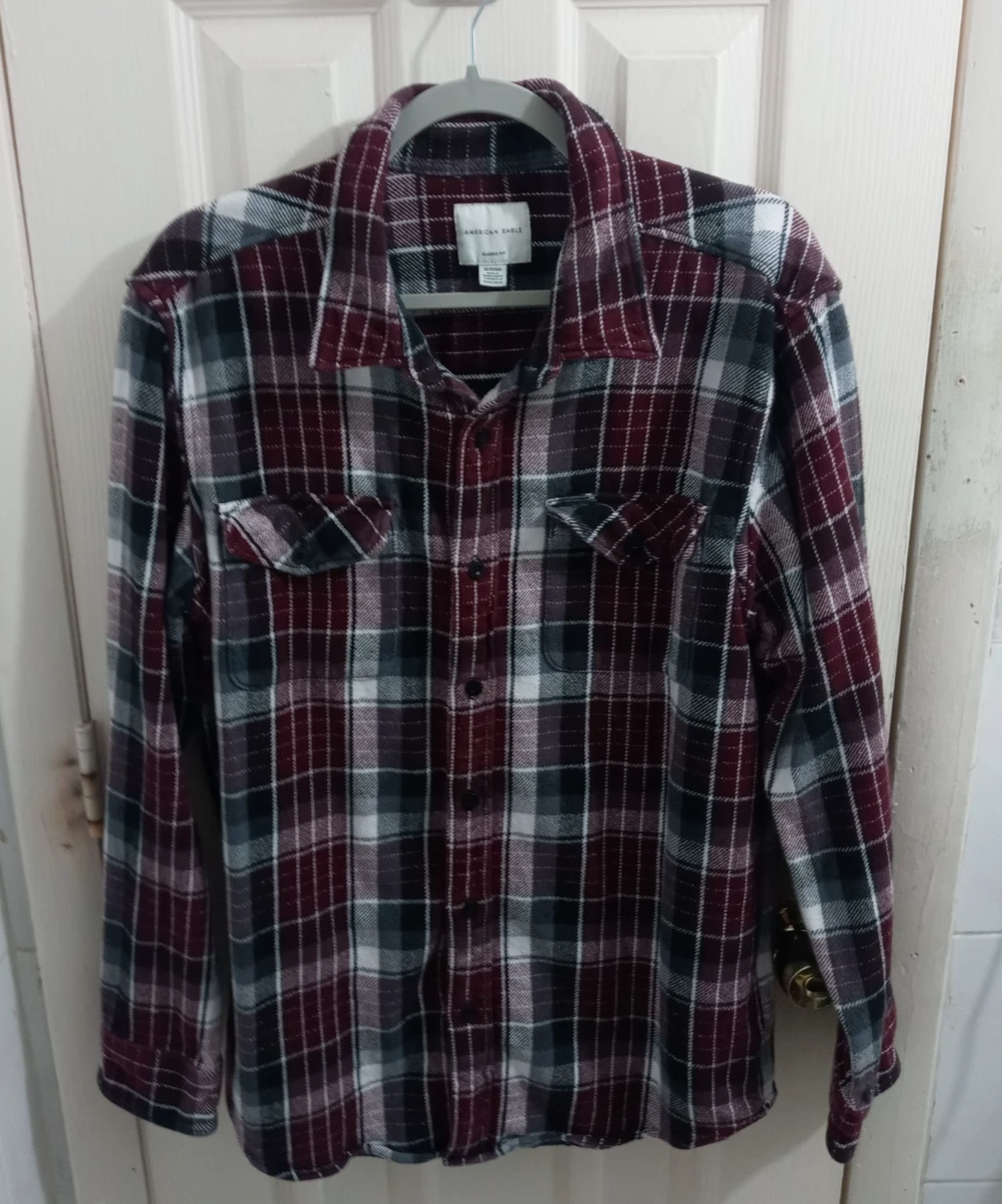 American Eagle Shirt Mens XL Multicolor Plaid Thick Flannel Classic Fit