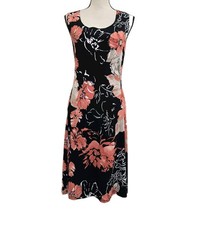 ADDITIONS by chicos Size Large Sleeveless Floral Slinky Stretch Dress Black