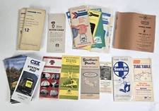 Lot of 20 Vintage Railroad Train Time Tables & 5 Transportaton System Maps