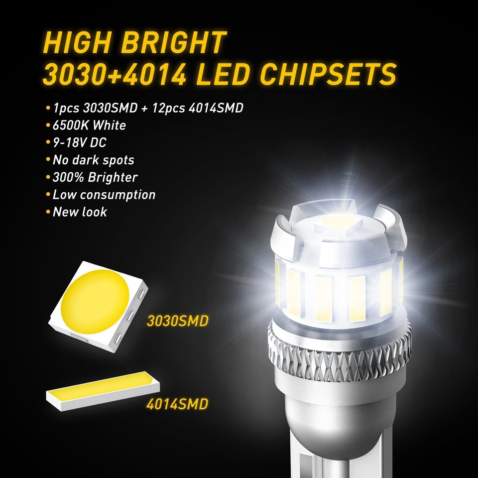 2x 501 T10 Led Bulbs Side Light Error Free Canbus 13Smd W5W Xenon ...