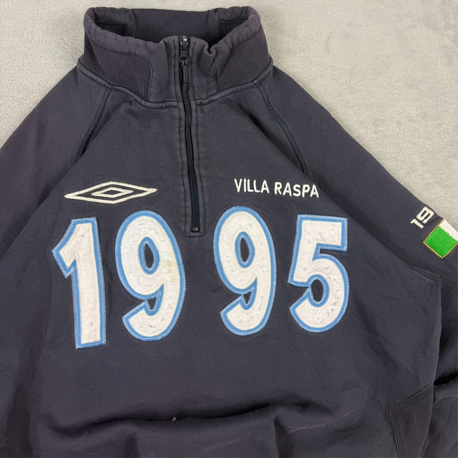 Vintage Umbro x Villa Raspa 1995 Navy Blue Size XXL 1/4 Quarter Zip Sweatshirt image 4