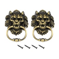 2 StüCk LöWenkopf-ZiehknöPfe, 6 Zoll Zinklegierung Vintage LöWen-TüRgriff Bronze