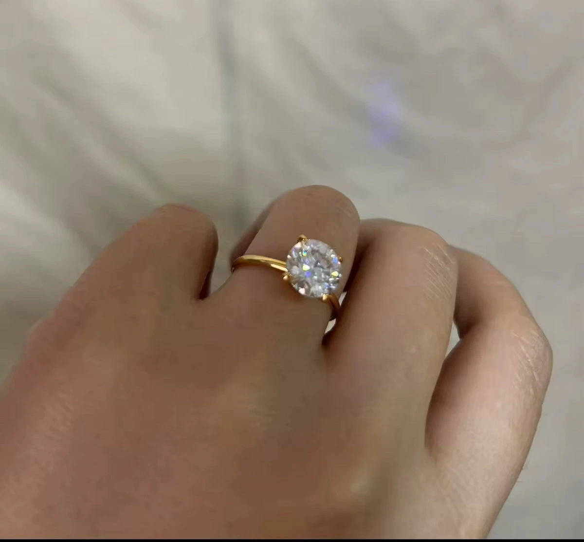 Anello in argento sterling 925, anello nuziale con moissanite