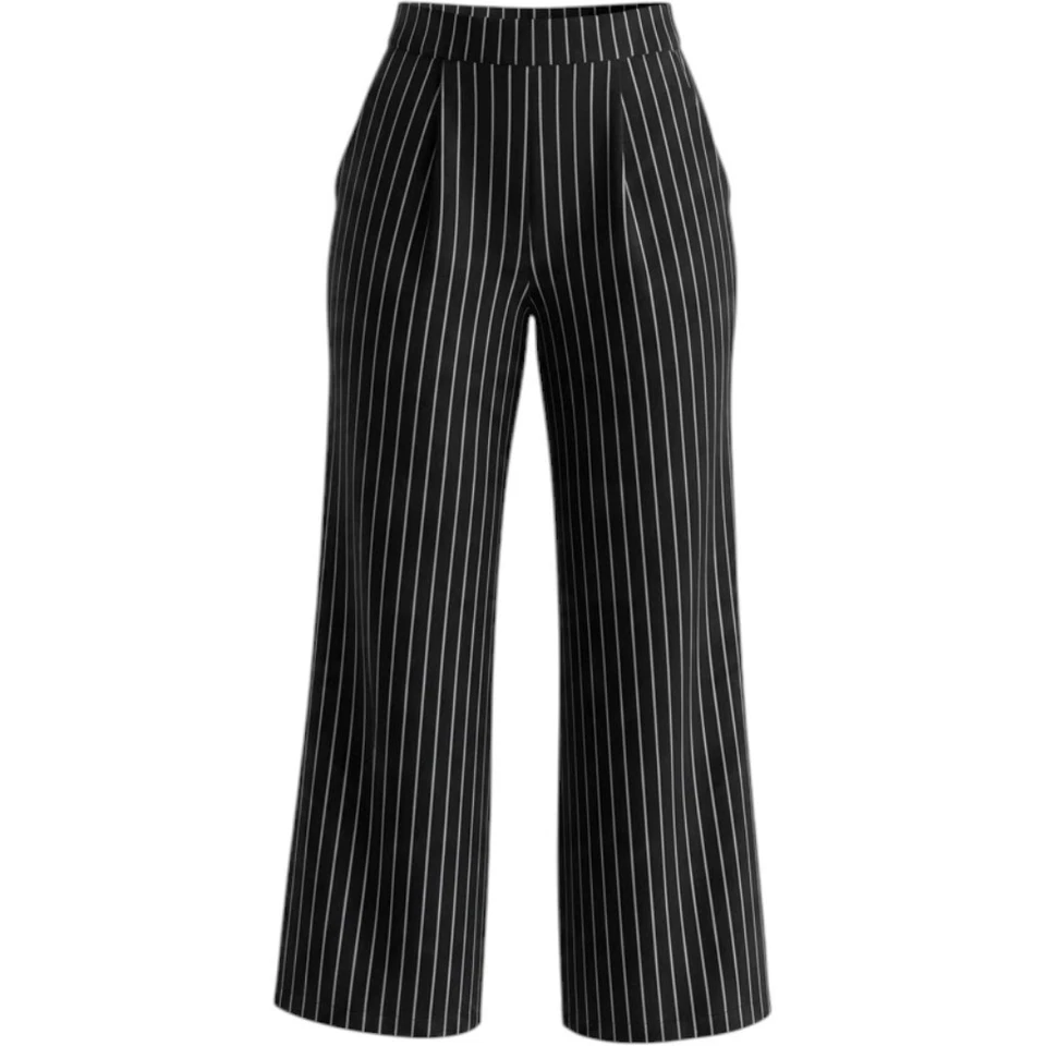 Pantalón Plisado Forever 21 Contemporáneo Negro Blanco Rayas Pierna Ancha Pequeño - Imagen 1 de 4