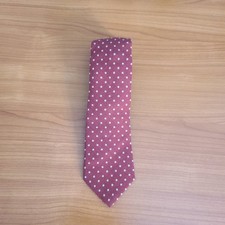 J. Crew 100% Wool Neck Tie Maroon Polka Dot USA Made New