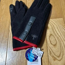 Vivienne Westwood Black Wool Leather Gloves Orb Logo Touch Panel NEW