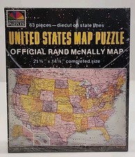 Vintage Selchow  Righter UNITED STATES Map Puzzle Rand McNally Map 63 Pieces