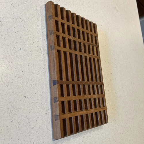 Vintage Teak Wood DANSK Lattice Trivet MCM Solid Teak Kitchenware Beautiful image 4