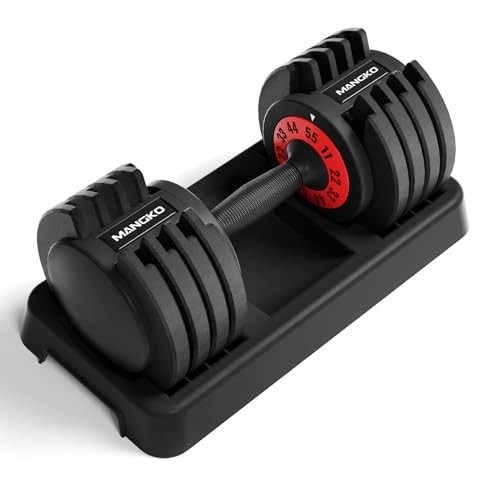 РЕГУЛИРУЕМАЯ ГАНТЕЛЬ MANGKO С ОДНИМ ВЕСОМ 55 ФУНТОВ - ЧЕРНЫЙ
