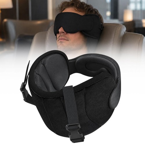 Travel Neck Pillow Adjustable Airplane Support Headrest Long Flight Eye mask
