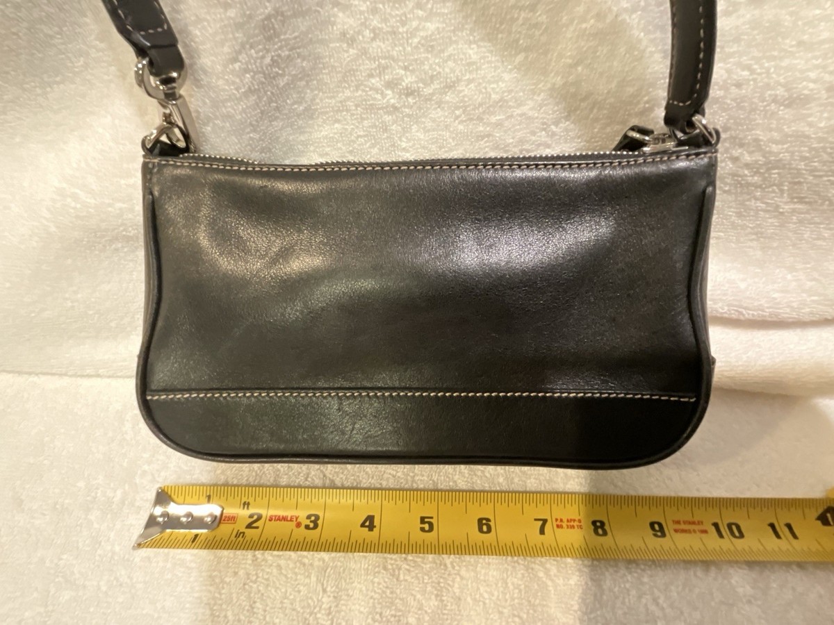 Coach Hamptons Demi: Pouch Baguette Mini Bag/ Black Leather