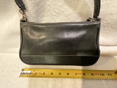 Coach Hamptons Demi: Pouch Baguette Mini Bag/ Black Leather