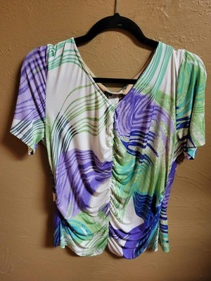 Vintage P.K. MAKS Size XL Blouse Pit to Pit 22'' Shoulder to Hem 28''  #001