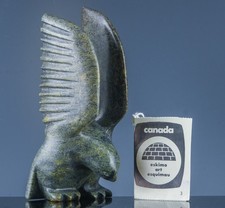 ESTATE FRESH VINTAGE CANADIAN INUIT CARVED SOAPSTONE BIRD 1997 TOONOO SIMEONIE