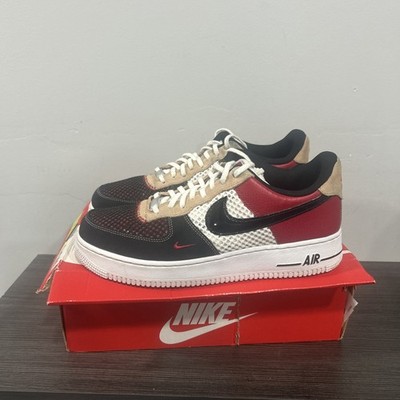 Nike Air Force 1 07 LV8 Size 10 White/Black Gym Red Woven After & Reveal Bred