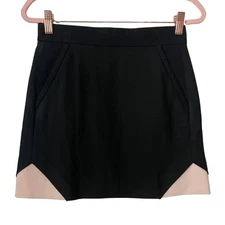 Maje Skirt Womens EU 34 XS Black Pink Bonner Tulip Mini Twill A-Line Preppy