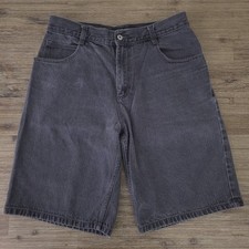 Southpole Mens Denim Shorts Size 34 Black Faded Baggy Y2K Streetwear 100 Cotton