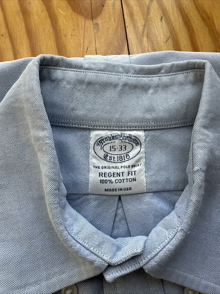 Brooks Brothers Made In USA OCBD Blue REGENT 15 33 Shirt - Image 2 of 4