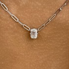 1ct Emerald Pendant Necklace White Gold 14K Labcreated Diamond F/VS — photo 6