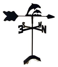dolphin weathervane black wrought iron look roof mount made in usa TLS1014RM