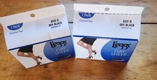LEGGS Day Sheer Panty Hose Size Q Off Black Control Top Lot of 2